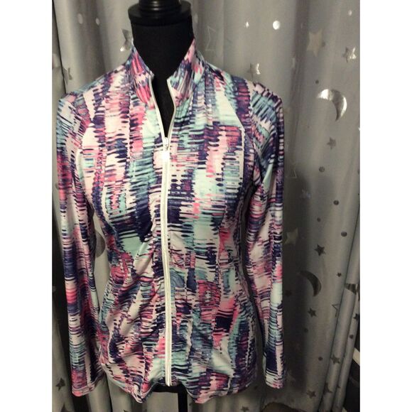 Sofibella Small Zip Front Golf Top Jacket Athletic Wear Tennis UV VNC Print - Picture 1 of 5